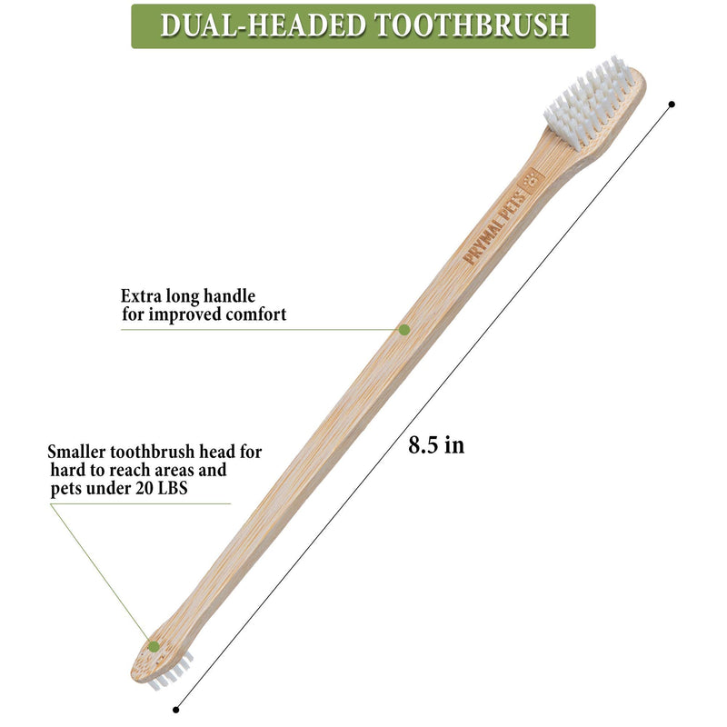 Prymal Pets Dog Toothbrush - 4-Pack Bamboo Toothbrush for Dogs + Cats - Soft Bristles - Gentle Pet Toothbrush for Easy Dog Teeth Brushing Dental Care 4 Count (Pack of 1) - BeesActive Australia