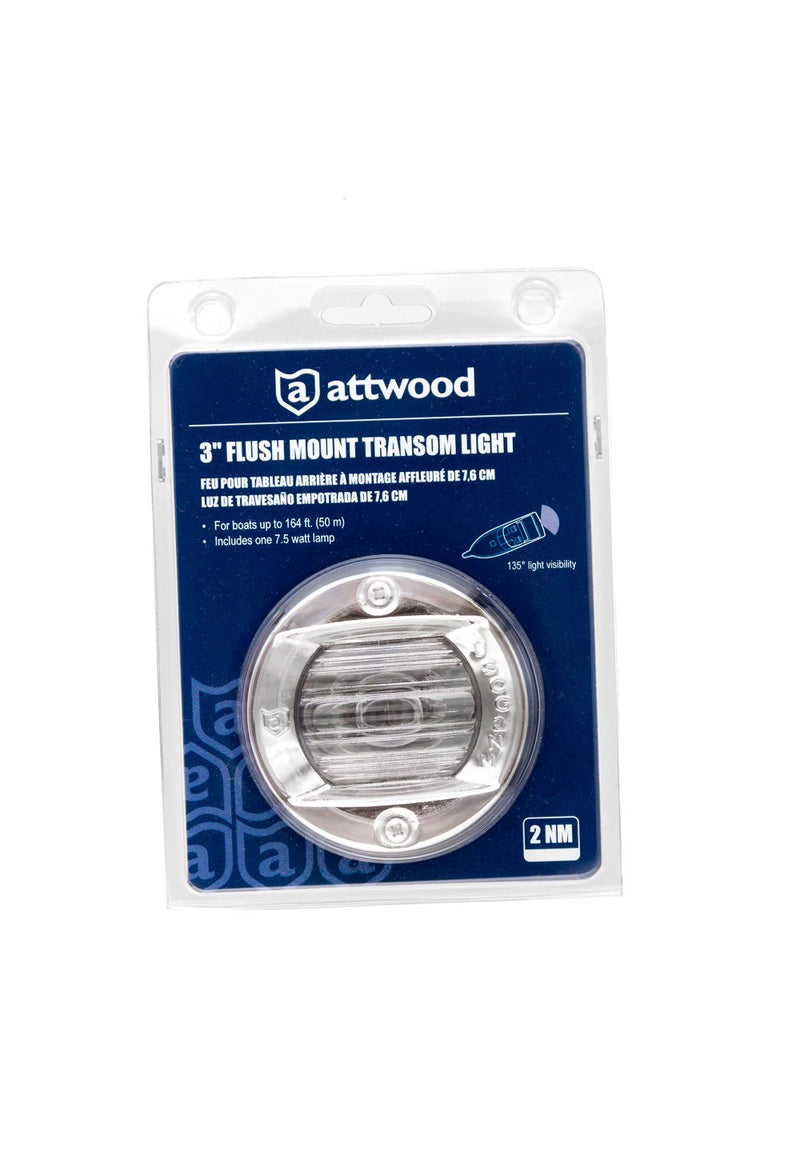 [AUSTRALIA] - attwood 6356D7 Round Incandescent Marine Boat 3-Inch Flush Transom Light with 7.5-Watt Lamp 