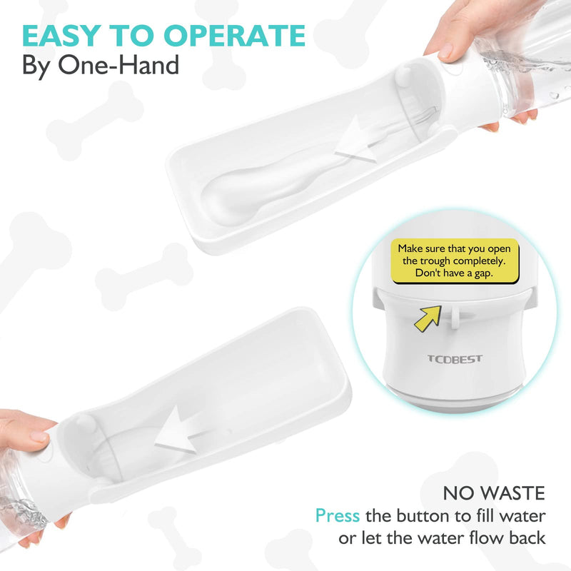 TCDBEST Dog Water Bottle, Portable 3 in 1 Dog Water Dispenser with Foldable Bowl, Snack Container for Puppy Dog Travel Walking On The Go White 11oz - BeesActive Australia