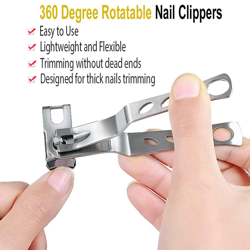 SANJINFON 6Pcs Nail Clippers: 360 Degree Rotating Toe Nail Clippers, Large & Small Easy Grip Nail Clippers w Straight Cutting Edge, Sharp Toenail Clippers for Men & Thick Toenails, Nail Files (6 IN 1) 6 IN 1 - BeesActive Australia