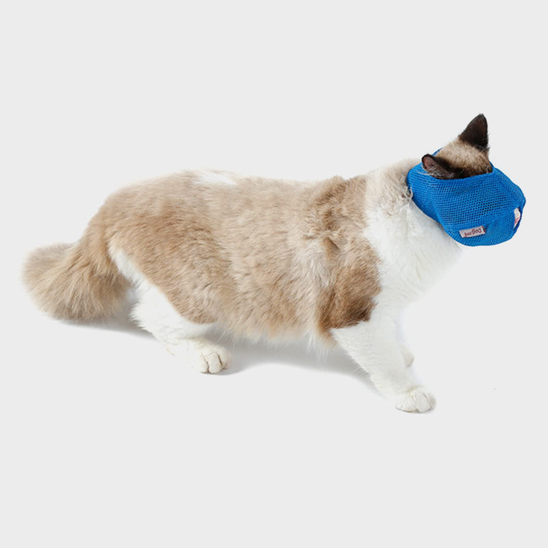 Cat Muzzle Breathable Mesh Cat Mouth Mask Grooming Restraint Bag Anti Bite Anti Meow Prevent Cat from Biting Scratching Chewing S-Blue - BeesActive Australia