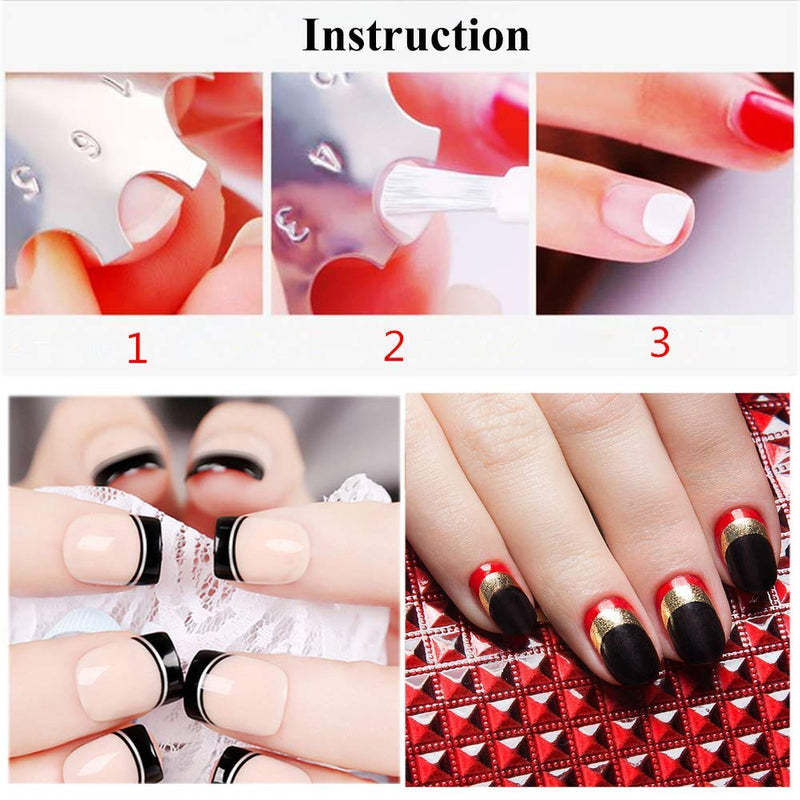 Nail Art Manicure Edge Trimmer Easy French Smile Line Stainless Steel Acrylic Gel Cutter Tool Stencil Template Tips (C) C - BeesActive Australia