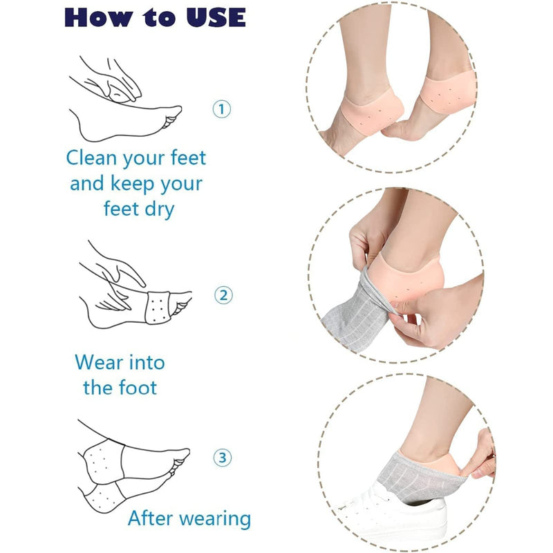 Heel Protectors,6 Pcs Silicone Heel Protectors,Strong and Breathable Heel Protectors, Heel Cups for [Fast Heel Pain Relief],Suitable For Men And Women Dry Cracked Heel Plantar Fasciitis(colourof skin) - BeesActive Australia