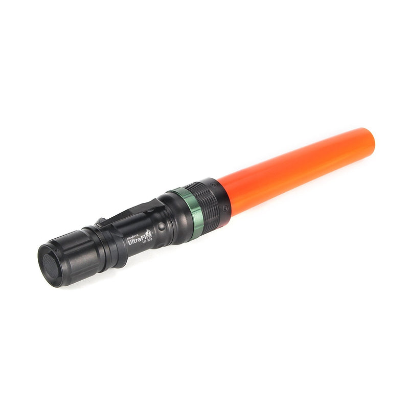 UltraFire 11-Inch Signal Traffic Wand LED Flashlight with Strobe Mode, Wrist Strap Lanyard, 250 Lumens, Orange Finish - BeesActive Australia