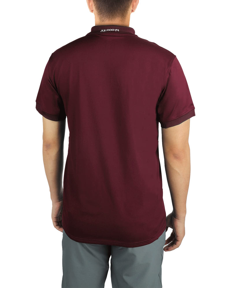 33,000ft Men's Golf Polo Shirts Short Sleeve Dry Fit Casual Workout Sports Athletic Tennis Performance Collared T-Shirt Deep Red Small - BeesActive Australia