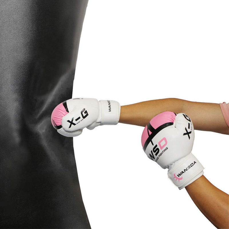 [AUSTRALIA] - Luwint Kids Boxing Gloves, Breathable Junior MMA Muay Thai Sparring Training Gloves, Junior Punching Mitts PINK WHITE 8oz 