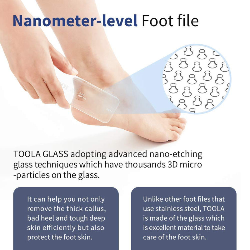 Hypoallergenic Glass Foot File and Callus Remover with Glass-Etching Technology for Dry or Wet Feet (Irritation-Free Pedicure Tools, Pedi/Feet Care, Foot Scrubber) by TOOLA - BeesActive Australia