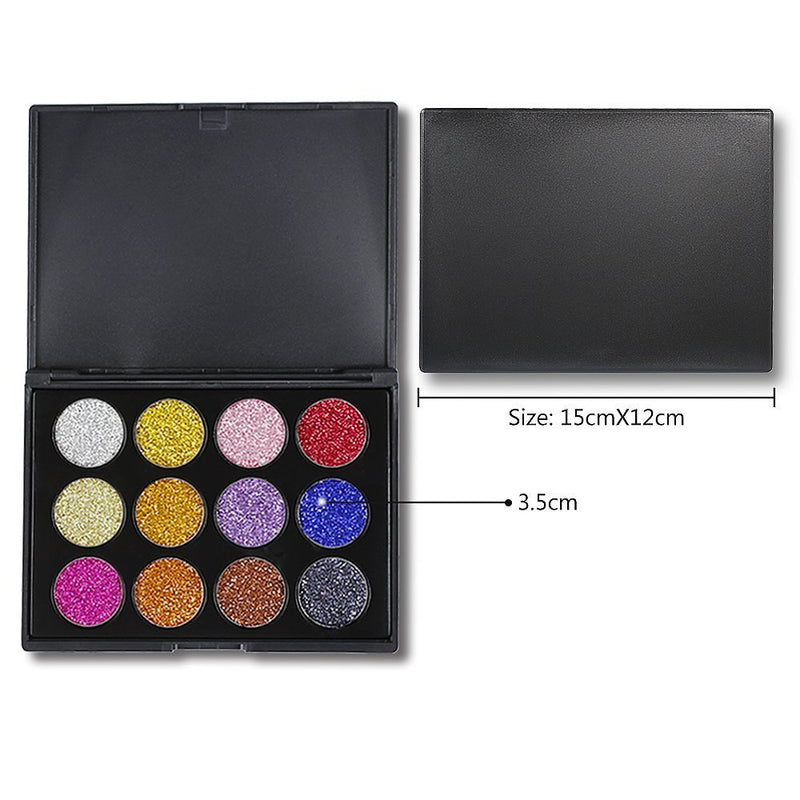 DONGXIUB 12 Colors Glitter Powder Makeup Palette Professional Long Lasting Shimmer Eyeshadow Palette Mineral Pressed Glitter - BeesActive Australia