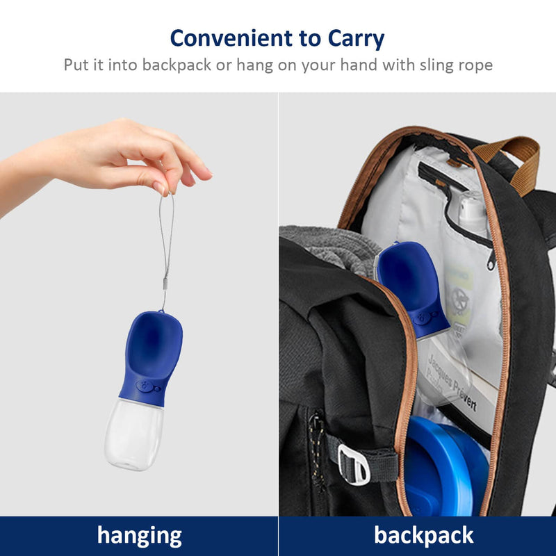 WePet Portable Dog Water Bottle with Food Container, 12 OZ, 19 OZ, Leak Proof Puppy Water Dispenser with Drinking Feeder for Pets Outdoor Walking, Hiking, Travel, Food Grade Plastic #01 Navy Blue - BeesActive Australia
