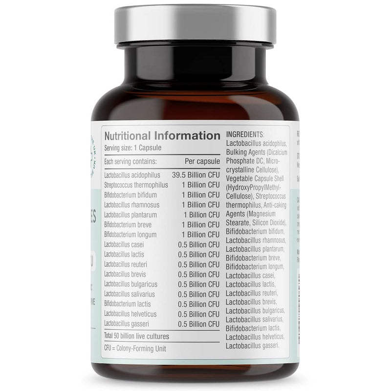 Super Strength 50 Billion CFU Advanced Pro Bio Cultures Complex with 16 Live Strains | Advanced Single Capsule Serving | Multi Strain Formula | Vegan Digestive Enzyme Supplement | UK Made - Free Soul - BeesActive Australia