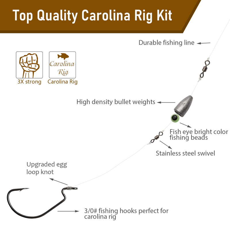 Dovesun Carolina Rig Kit for Bass Fishing Bullet-Weights Carolina Ready Rig - BeesActive Australia