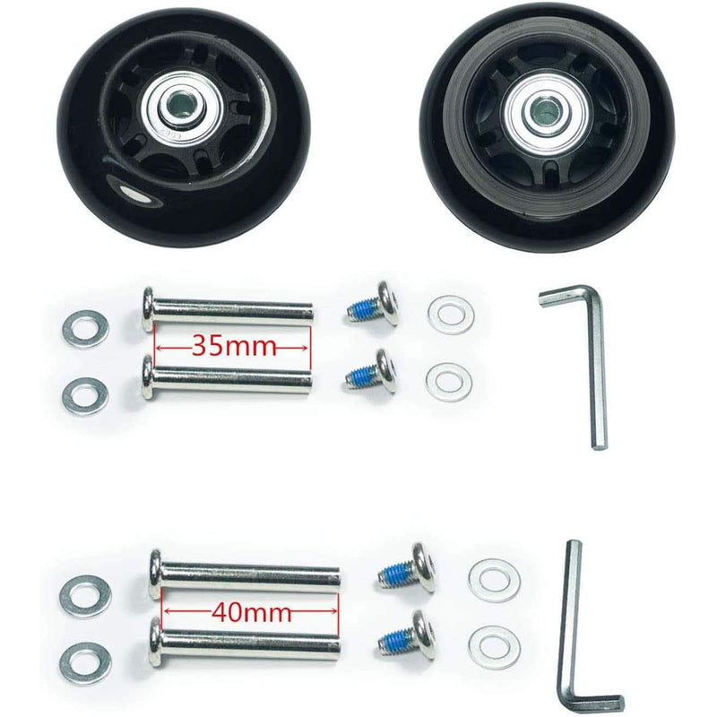F-ber Luggage Suitcase Wheels Replacement Kit 68x24mm/2.68"x0.94" w/ABEC 608zz Inline Outdoor Skate Replacement Wheels, One Set of (2) Wheels (OD:68 W:24 ID:6 Axles:35&40) - BeesActive Australia