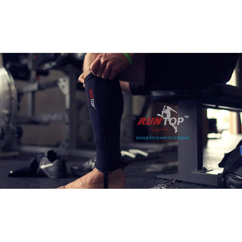 RUNTOP Neoprene Shin Sleeves for Rope Climbing Shin Guards Sleeves for Deadlifting Weightlifting Powerlifting Cross Fitness Training Box Jumping Compression Leg Calf Support Protector Men Women Black-Pair Medium - BeesActive Australia
