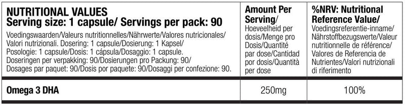 Vegan Omega 3 - Algae Oil, 90 Small Capsules (250mg DHA/Capsule), 3 Month Supply - Sustainable Alternative to Fish Oil - BeesActive Australia