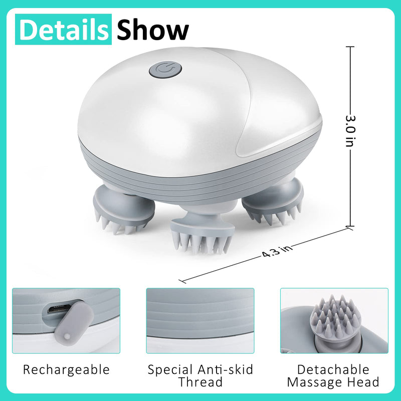 Electric Pet Massager for Dogs and Cats, Cordless Handheld Dog Cat Massage Tool with 4 Massage Heads and 96 Massage Nodes, Head and Back Scratcher for Relieving Tension, Tight Muscles, and Stiffness - BeesActive Australia