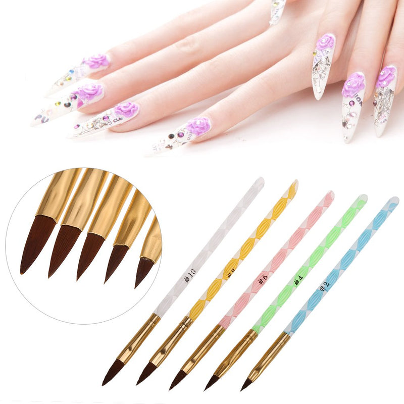 Qkiss 5pcs Acrylic Handle Nail Art UV Gel Carving Pen Liquid Powder Brush Set Kit - BeesActive Australia