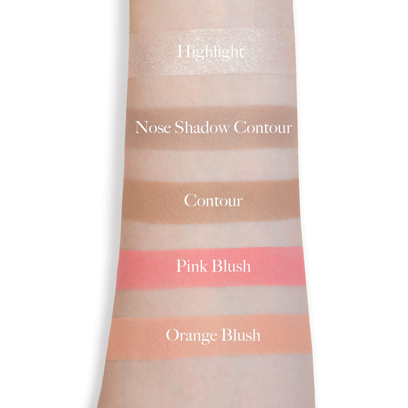 Snow Bright Contour Highlight Blush Makeup Palette - Smooth and Pigmented - Easy to Blend and Use - Vegan and Cruelty Free - 5 Part Pressed Powder Makeup Kit - With Mirror For All Skin Types - BeesActive Australia