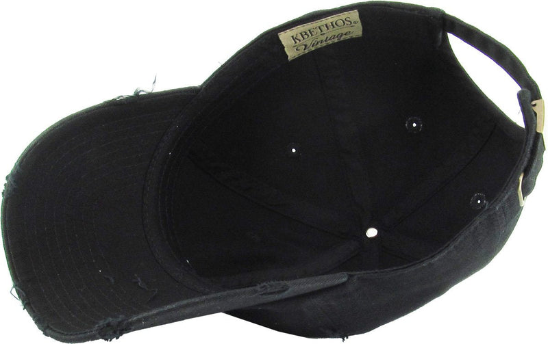 Vintage Washed Distressed Cotton Dad Hat Baseball Cap Adjustable Polo Trucker Unisex Style Headwear One Size Black - BeesActive Australia