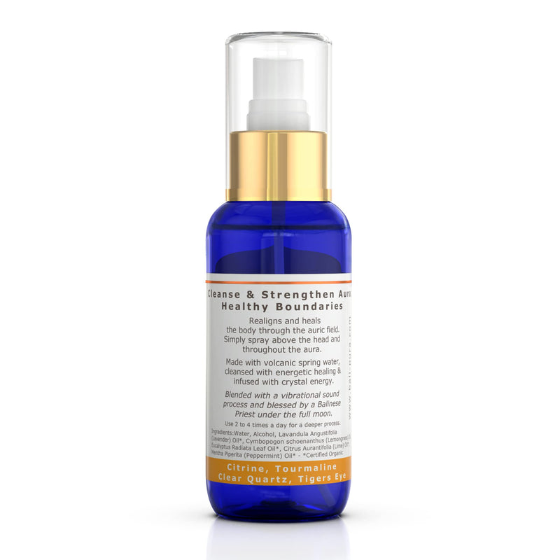 BALIPURA - Aura & Chakra Spray Gift for Women - Protection Spray Crystal Infused Mist with Black Tourmaline, Smoky Quartz and Citrine - Organic Essential Oil - Cleansing & Healing Energy - 3.4 fl.oz - BeesActive Australia