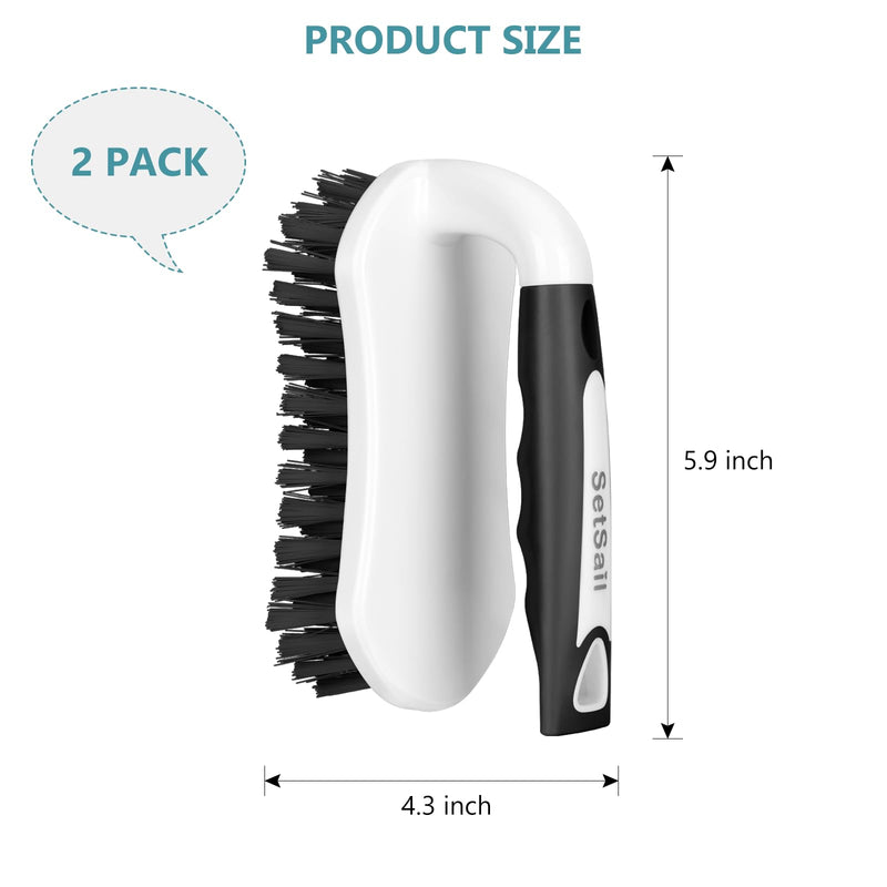SetSail Scrub Brush, Heavy-Duty Scrub Brushes for Cleaning with Stiff Bristles Cleaning Brush for Shower, Bathroom, Carpet, Kitchen and Bathtub Scrubber - 2 Pack Black - BeesActive Australia