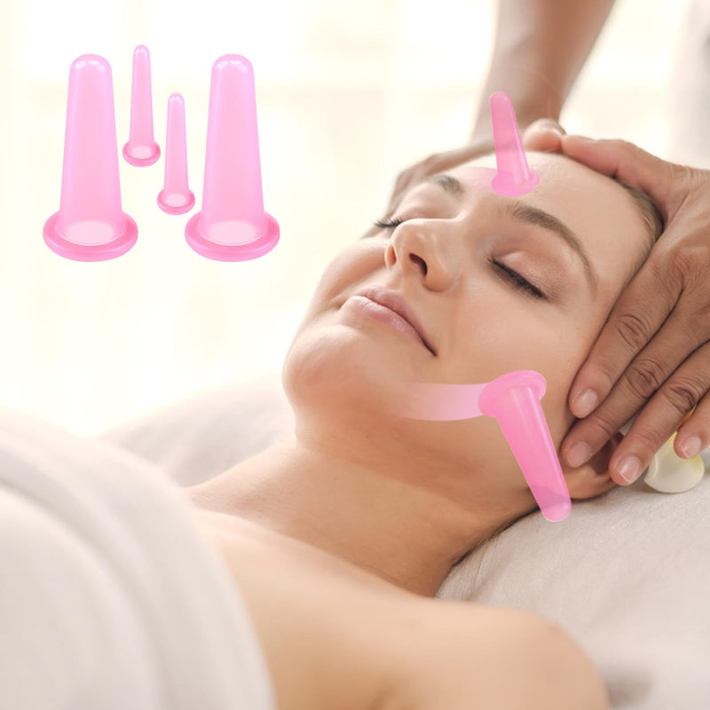 4 Pcs Silicone Facial Cupping Therapy Set Vacuum Massage Cup Kit Body Cupping Cup Set for Face Neck Back Eyes Massage Vacuum Cans Suction Anti Cellulite Massager,Anti-Aging Beauty Tool - BeesActive Australia
