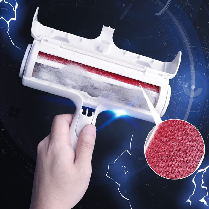 Pet Hair Remover Roller Tool - Reusable Dog & Cat Fur Tool with Self-Cleaning Base - Animal Fuzz and Lint Removal - Great for Bedding, Couch, Carpet, Car Seats, Furniture - Red, White (1124584) - BeesActive Australia