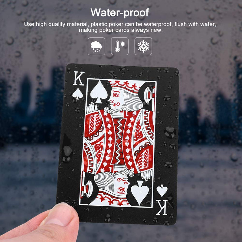 Dioche Playing Cards, Plastic Waterproof Rose Plated Black Poker Cards Deck Magic Playing Card Games - BeesActive Australia