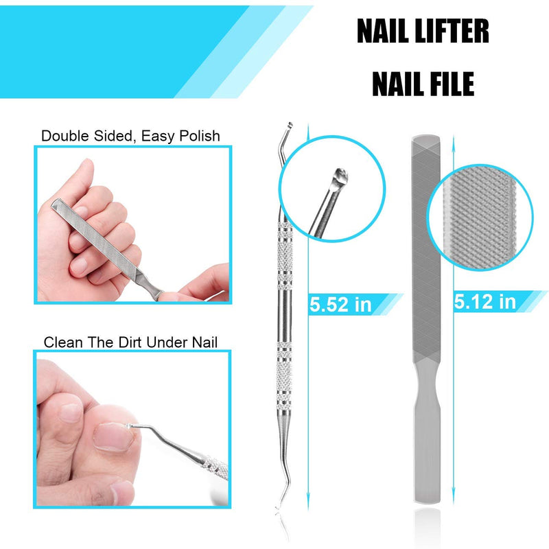 Ingrown Toenail Tool Kit (7PCS), Professional Toe Nail Clipper Set for Ingrown & Thick Nail, Stainless Steel Ingrown Toenail Kit, Surgery Grade Manicure Pedicure Tool By Dualeco Silver - BeesActive Australia