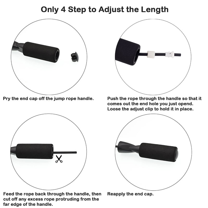 Jump Rope Adjustable Durable for Fitness Workout Exercise Black - BeesActive Australia