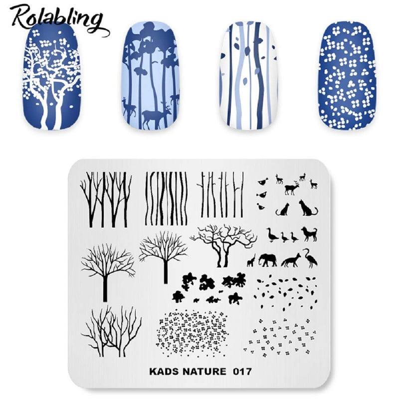 Rolabling Nail Stamping Plate Nature Fox Cute Stamp Plate for Nail Art Stamping Image Template Manicure Stencil DIY Tools (NA017) NA017 - BeesActive Australia