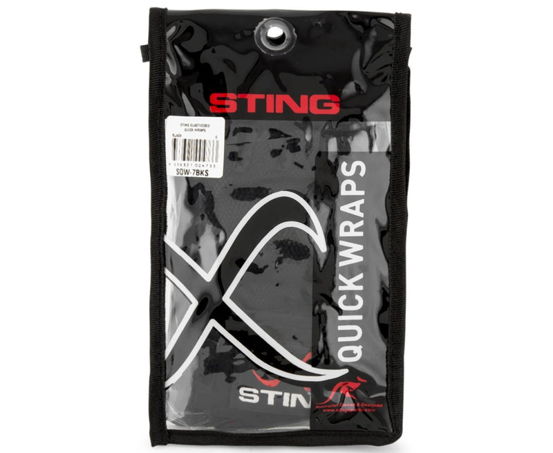 [AUSTRALIA] - STING Elasticized Quick Wraps Padded Inner for Kickboxing, MMA, and Muay Thai Black Small 