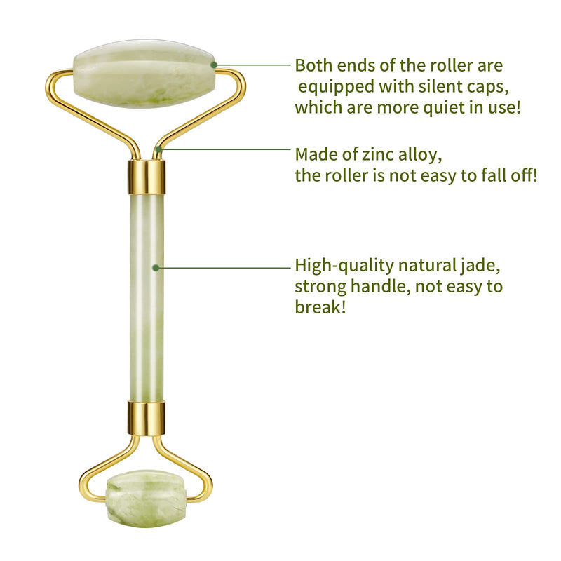 Jade Roller Massage Tool, Anti-Aging Natural Facial Jade Stone Kit, Anti Aging Face Massager Kit for Face, Chin, Double Neck - BeesActive Australia