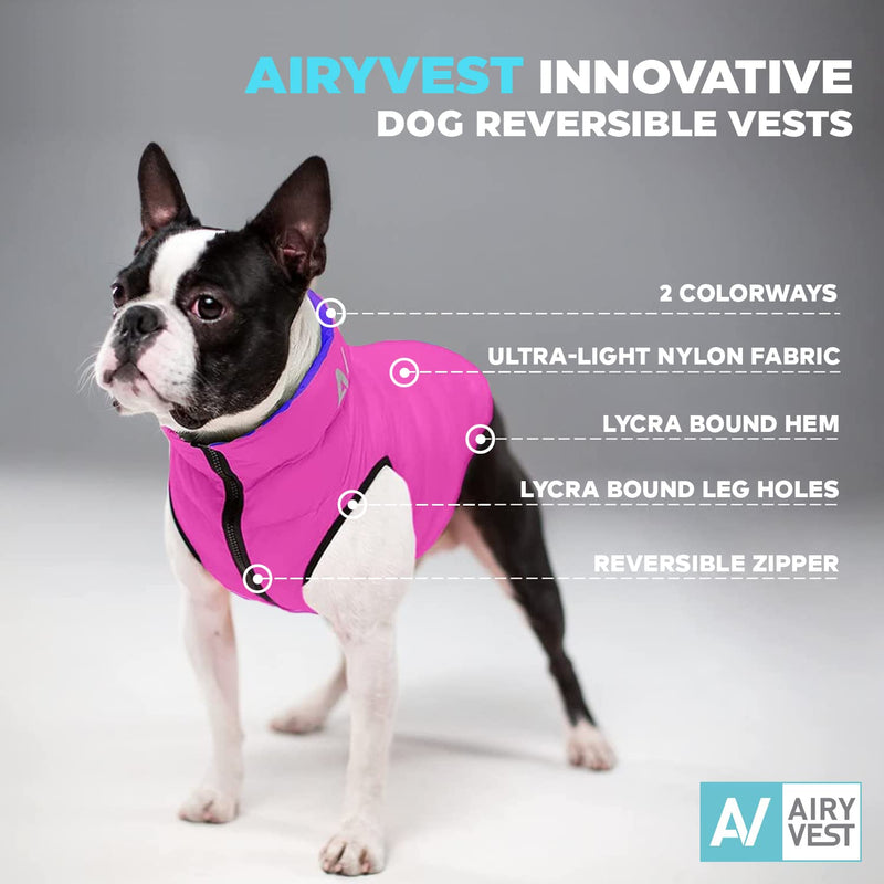 Lightweight Reversible Winter Dog Coat - Warm Dog Jacket - Water Resistant Windproof - Insulated Dog Jacket for Small, Medium & Large Dogs - Comfortable Dog Puffer Vest S (standard): Chest 16-19" Pink Purple - BeesActive Australia