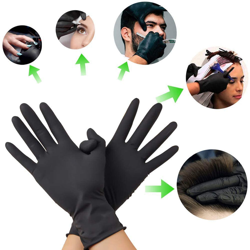 Hair Dye Gloves, Black Reusable Rubber Gloves, Professional Hair Coloring Accessories for Hair Salon Hair Dyeing (1 Pair, Large, Black) - BeesActive Australia