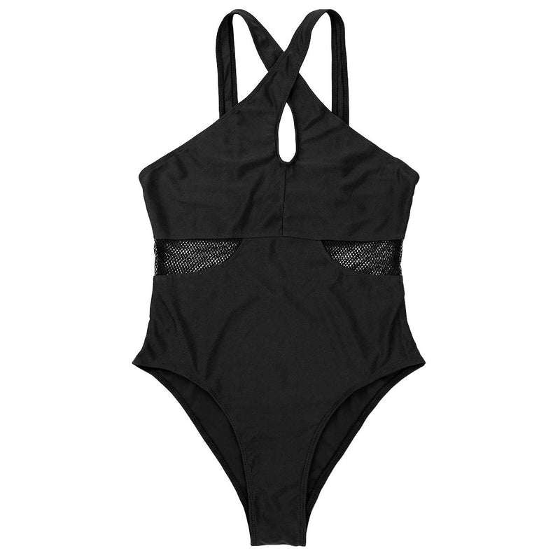 [AUSTRALIA] - zdhoor Woman Mesh Cutout Ballet Dance Leotard Sleeveless Bodysuit Gymnastic Dancewear Black Medium 