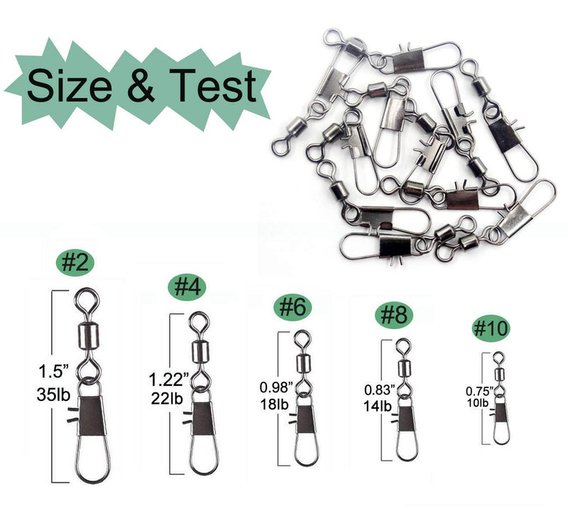 [AUSTRALIA] - JSHANMEI Fishing Swivel Snap Kit Rolling Barrel Swivel with Safety Snap Connector Fishing Tackle Accessories 300pcs Rolling Swivel Snap Kit 