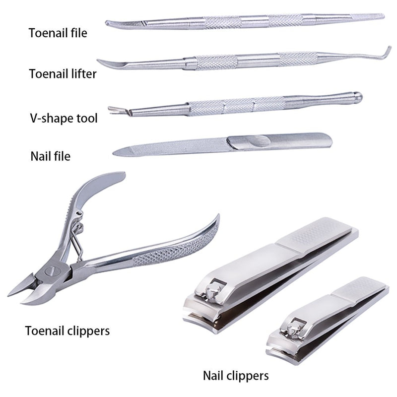 Corewill Nail Clipper Set with Ingrown Toenail Tool, 7 in 1 Manicure set for Thick Toenails with File and Lifter in Portable Case Stainless Steel - BeesActive Australia