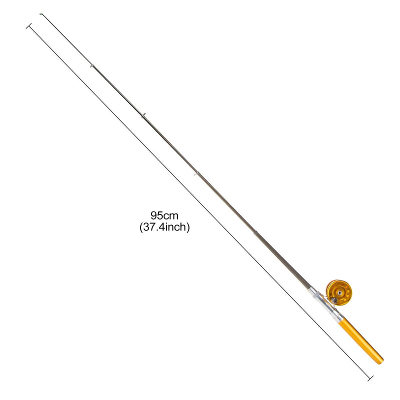 Saim Fishing Rod 36In(3Ft) Mini Portable Pocket Aluminum Alloy Fish Rod Pen - Great Gift for Father Husband Man Son - BeesActive Australia