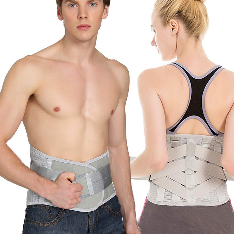 Lower Back Braces for Back Pain Relief - Compression Belt for Men & Women - Lumbar Support Waist Backbrace for Herniated Disc, Sciatica, Scoliosis - Breathable Mesh Design, Adjustable Straps (S, Gray) S(Navel:30"-35") - BeesActive Australia