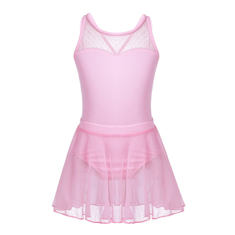 [AUSTRALIA] - Agoky Girls Camisole Sleeveless Crisscross Back Tutu Dress Ballet Gym Leotard Uniform 3 / 4 Pink 