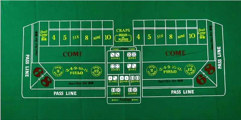 Cyber-Deals Craps & Texas Hold'em Poker Essentials Set: 2-Sided 6ft x 3ft Felt Layout, Nevada Casino Table-Played Dice & Cards, Plus Storage Pouch (Cal Neva (Blue Polished) - Reno) - BeesActive Australia