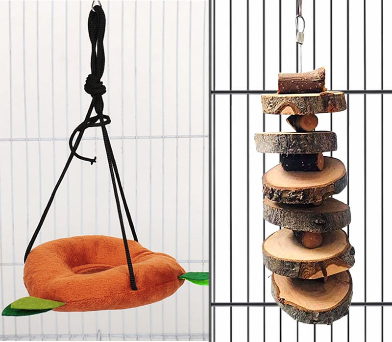 Hamiledyi Hamster Hammock Small Animals Hanging Warm Bed House Organic Natural Apple Wood Chewing Stick Rat Cage Nest Accessories Toy Hanging Tunnel and Swing for Sugar Glider Squirrel - BeesActive Australia