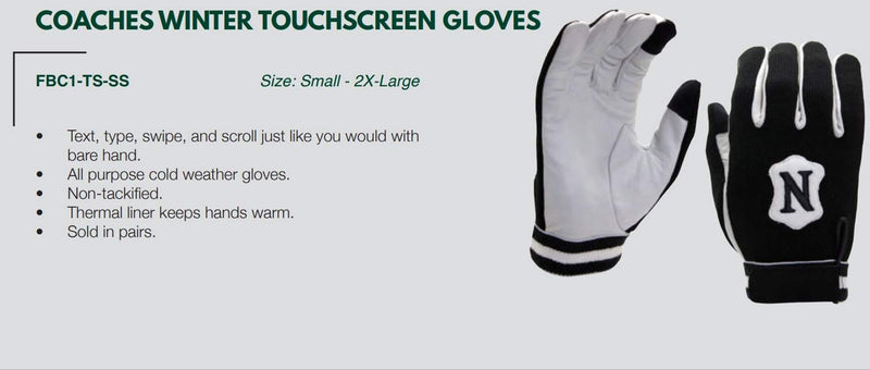 Adams USA Neumann Coaches Winter Touchscreen Gloves, Sports Gear and Accessories X-Large Black/White - BeesActive Australia