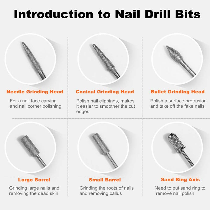 Set of 2, Nail Drill Bits Set, FutGlobal 3/32''(2.35mm) Professional Efile Nail Bit Nail Art Tools for Acrylic Gel Nails - BeesActive Australia