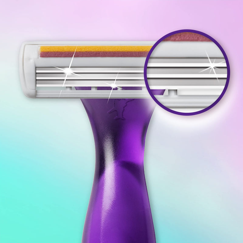 BIC Miss Soleil Colour Collection 3-Blade Razors for Women with Easy Grip Handle and Lubricating Strips, Pack of 8 - BeesActive Australia