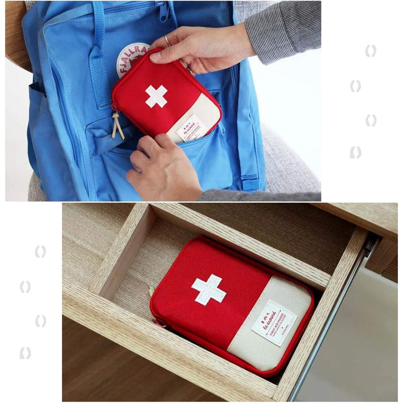 Travel Mini First Aid Pouch, Portable Mini First Aid Kit Storage Bag for Medicine Boxes WishLotus Medical Kits Empty Bag for Sports Camping Hiking Outdoor Activities Emergency (Red),6.5x5.1x0.6in Red - BeesActive Australia