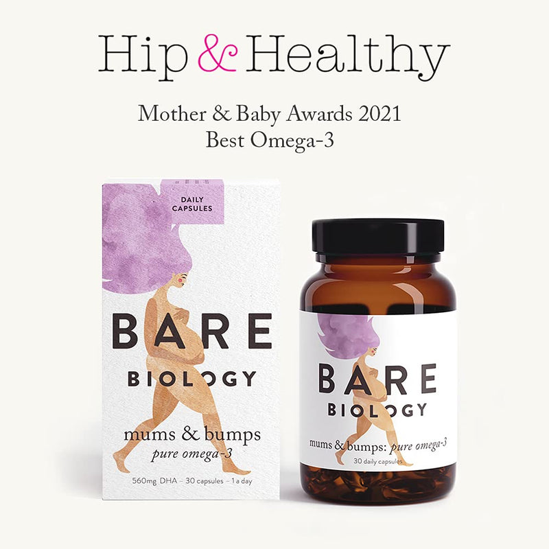 Bare Biology Mums & Bumps Pure Omega 3 Fish Oil Capsules for Pregnant Women - Preconception, Pregnancy & Breastfeeding Supplement - Made From Sustainably Sourced Wild Fish (30 Capsules) - BeesActive Australia