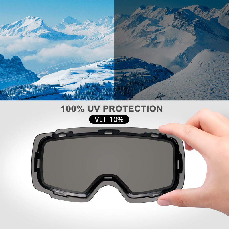 OutdoorMaster Ski Goggles PRO Replacement Lens - 20+ Choices Vlt 10% Grey - BeesActive Australia