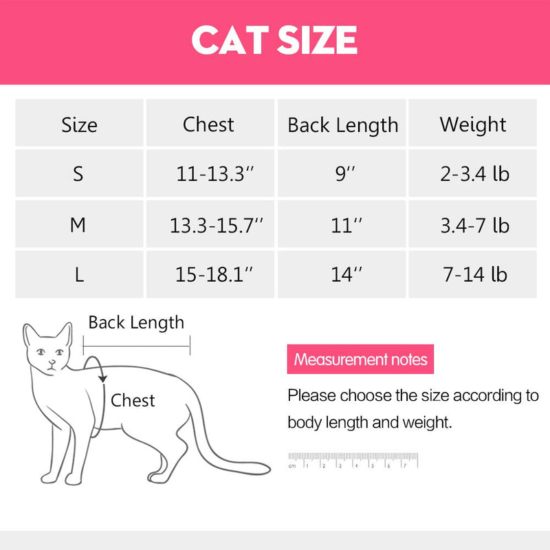 Cat Professional Recovery Suit for Abdominal Wounds or Skin Diseases, E-Collar Alternative for Cats and Dogs, After Surgery Wear, Pajama Suit Medium Pink - BeesActive Australia
