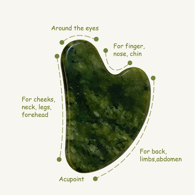 Gua Sha, Premium Gua Sha Stone, Guasha for Face Upgraded, Guasha Stone Natural Jade Stone Green - BeesActive Australia